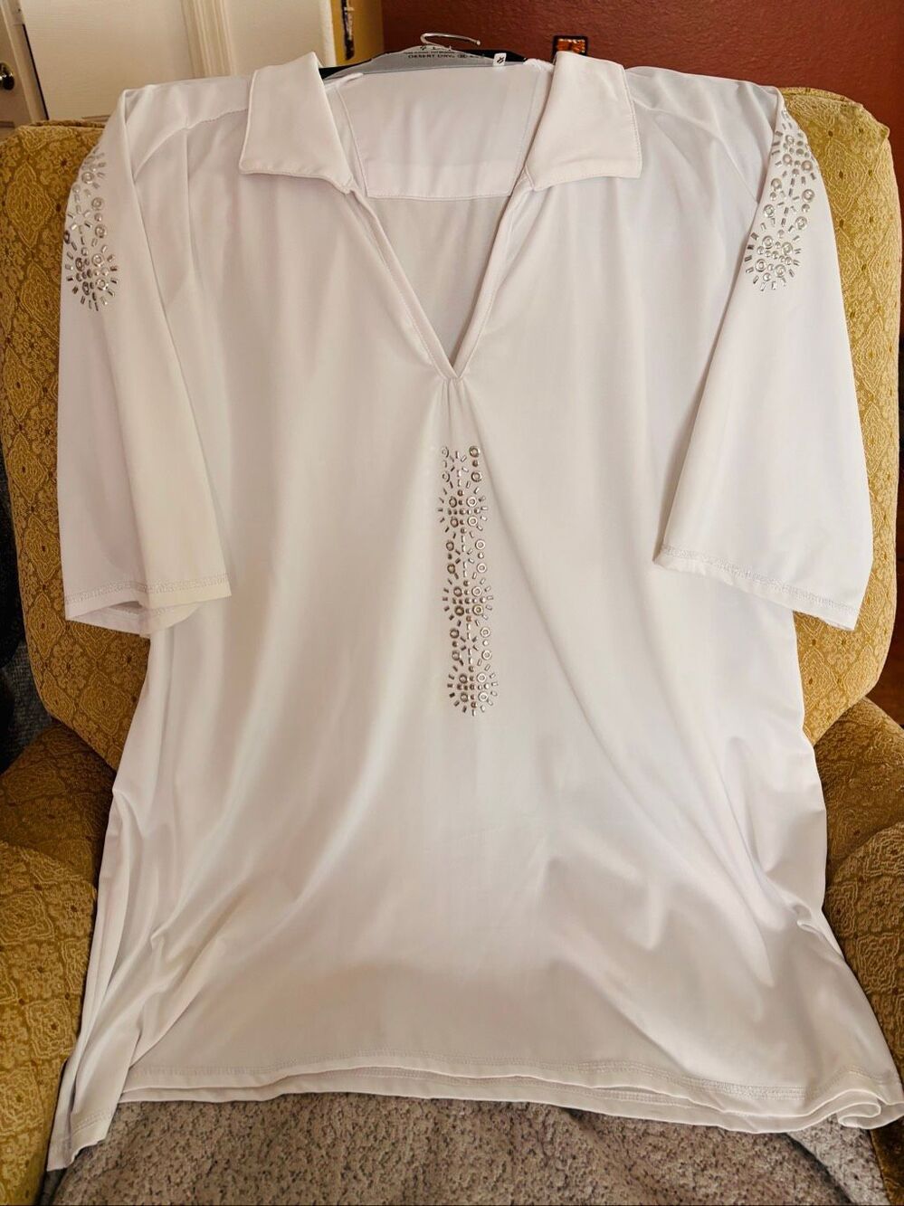 Nancy Lopez Blinged White Golf Polo